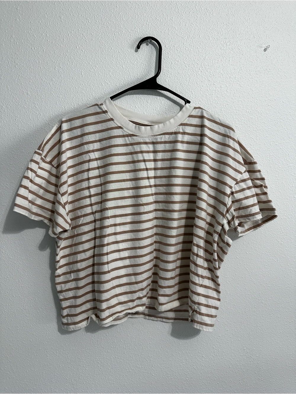 Everly Cream and Tan Striped Crop Top